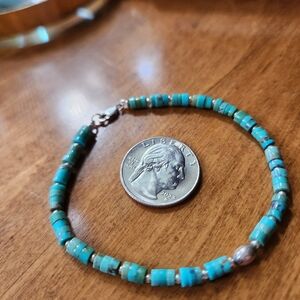 RETIRED Sundance Turquoise Heshi Stone & Sterling Silver 925 Beaded Bracelet